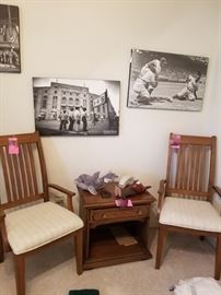 side tables / baseball art