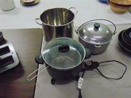 Fry daddy, big pot, and heavy pot