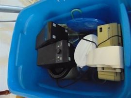 speakers, water pitcher, and popcorn popper