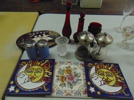 Pot holders, Avon, AND Salt and pepper shakers W ..