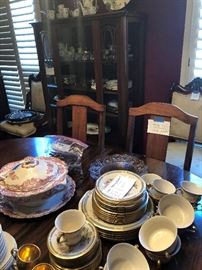 antique dining set and china cabinet