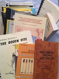 There is a large bin of informational books on Indian Pottery and artifacts. 