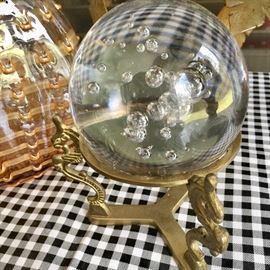 Bubble glass orb on stand