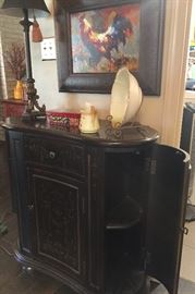 Entry table/cabinet with fold out sides