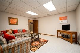 glass top table, TV stand (TV not for sale)