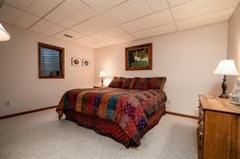 Oil painting not for sale; all else available. Matching nightstand and dresser.  Three matching lamps. 