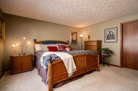 king size bed, dresser and bedside table