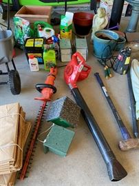 leaf blower, yard products, planters, sump pump, etc