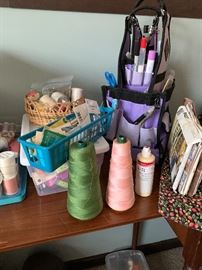 Lots of sewing supplies.