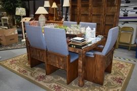 Vintage Solid Wood Dining Table and Chairs