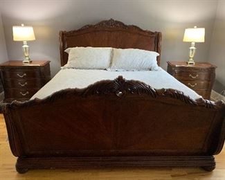 Gorgeous king size sleigh bed by Bob Mackie Home.