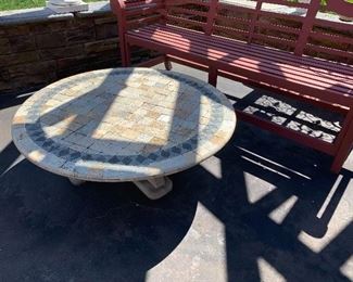 Concrete outdoor table.