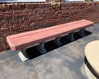 Great outdoor bench from concrete and wood.