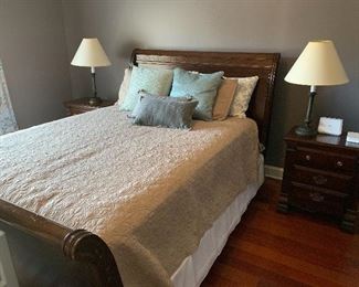 Queen size Bassett sleigh bed. Such a pretty bedroom suite.