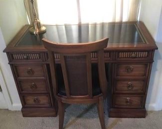 Desk, Chair, and Lamp