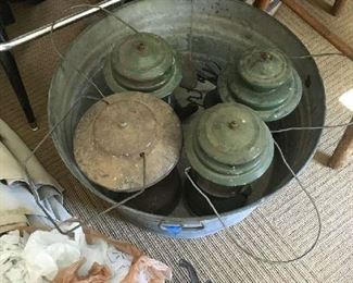Coleman lanterns in a galvanize wash tub