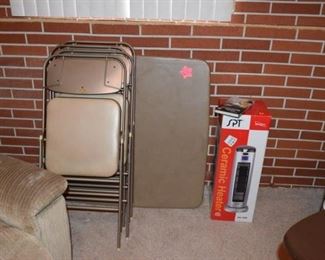 Folding Table, Chairs, & Ionizer Heater