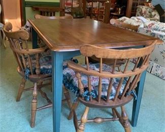 Lot 034-1
S. Bent Bros "Colonial Chairs" Windsor Dining Arm Chairs and Table