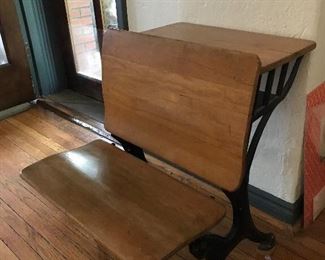 Antique Wood/Iron School Desk