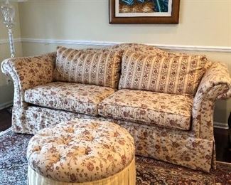 CRAFTMASTER CUSTOM UPHOLSTERED COUCH WITH MATCHING OTTOMAN
