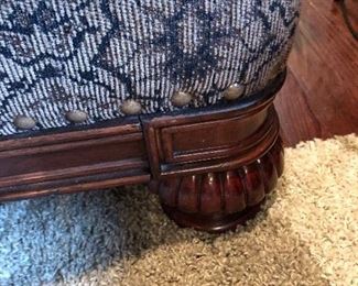 BURNHARDT COUCH / LOVESEAT STUDDED SOLID WOOD BASED FURNITURE