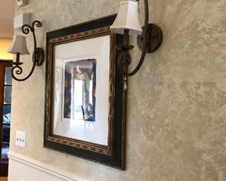 LIGHT SCONCES, FRAMED PHOTO