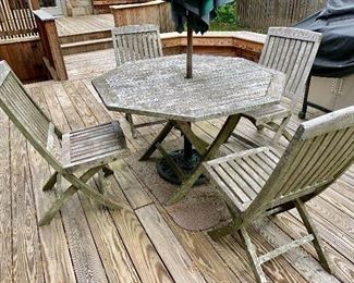 Outdoor teak table and chairs