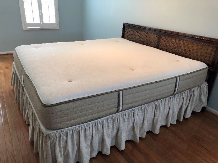 This Item for purchase by appointment only at our next sale.  King memory foam Natural Response Box spring, mattress and headboard.  4 years old Excellent condition