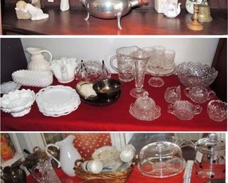 Stieff Peweter coffee pot - serving pieces - milk glass - cake plates - Willow Tree