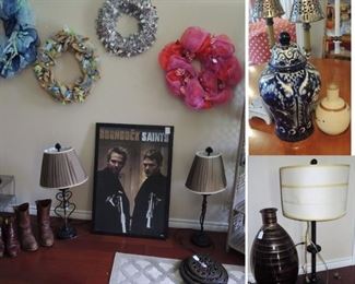Wreaths, lamps, urns, candles