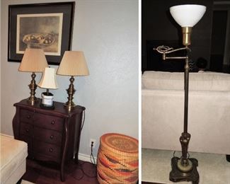 Small chest - large framed art - lamps