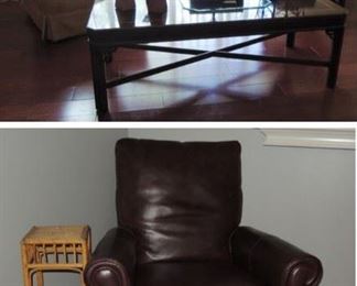 Lightly used leather recliner - retro chairs - traditional coffee table, home decor