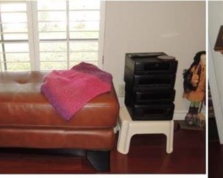 Leather bench, Library stand