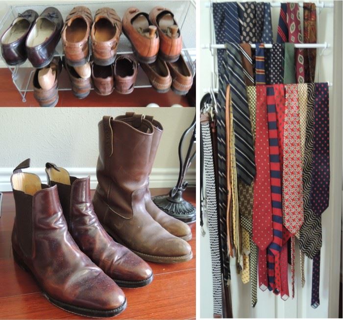 Mens shoes and ties. Red Wing, Johnson Murphy