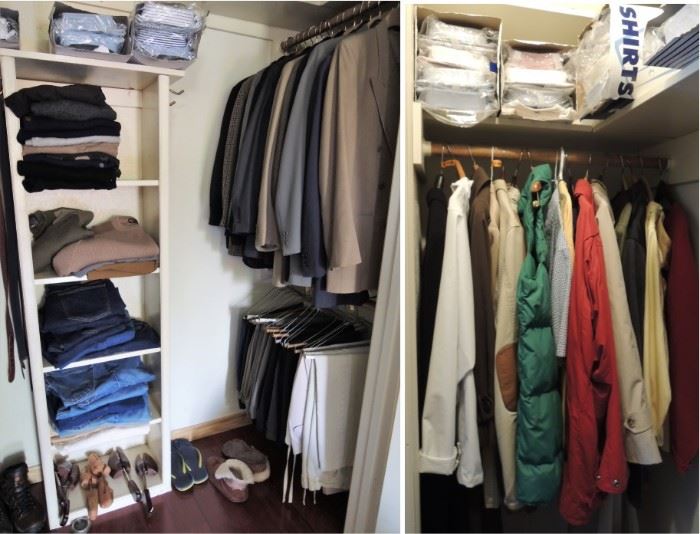 Mens coats and clothes. Levi, Orvis, Jos Banks, Brooks Bros. Pants 36/30. Size L Shirts