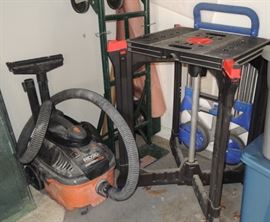 Router table,  large shop vac, dollies