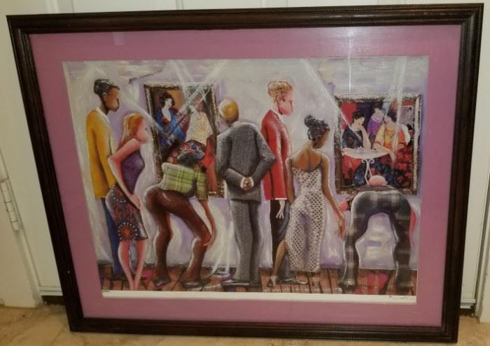 "Spectators at the Tarkay Exhibit” by Marcus Glenn (2002)          https://ctbids.com/#!/description/share/124705