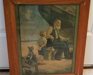 "Old Fisherman with Boy" by Hy Hintermeister https://ctbids.com/#!/description/share/124711