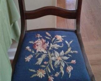 Side chair with needlepoint seat