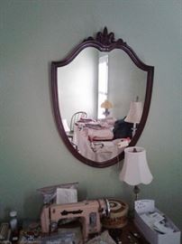 Vintage shield-shaped mirror
