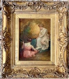 Oil Painting; Two Women, by Edward Scudder Hamilton   ( 1869-1903)