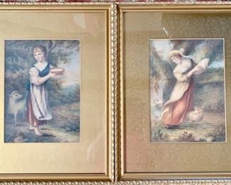 Watercolors; Milkmaid; Shepherdess