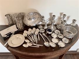 Sterling on Glass, "Royal Danish" Spoons; Servers and Other Silver 