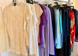 Ralph Lauren Hand-Crocheted Silk Blouse; Beaded and Sequin Tops; Issey Miyake Skirt, Escada, Etc.