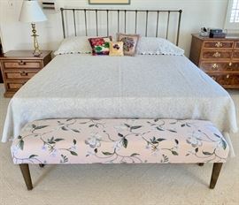 Cal-King Wrought Iron Headboard & Accent Bench; Bed Side Chests