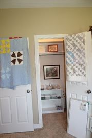 Vintage Quilts, Also In Closet Are Several Containers Full Of Beach Glass