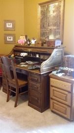 ROLLTOP DESK & OAK FILE CABINET