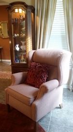 ETHAN ALLEN WINDSOR RECLINER & CURIO CABINET