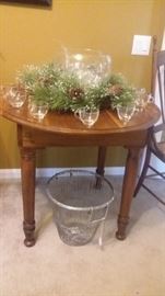 ANTIQUE ROUND TABLE & PUNCH BOWL SET