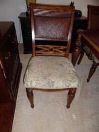 Tropical print on dining chairs